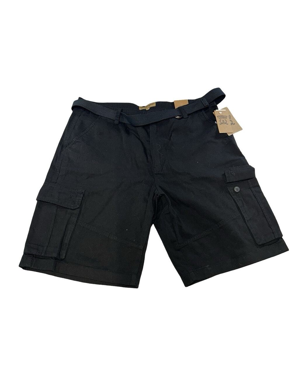 Brooklyn Laundry Men’s Size 40 Black Cargo Shorts NWT Belt Utility Pockets